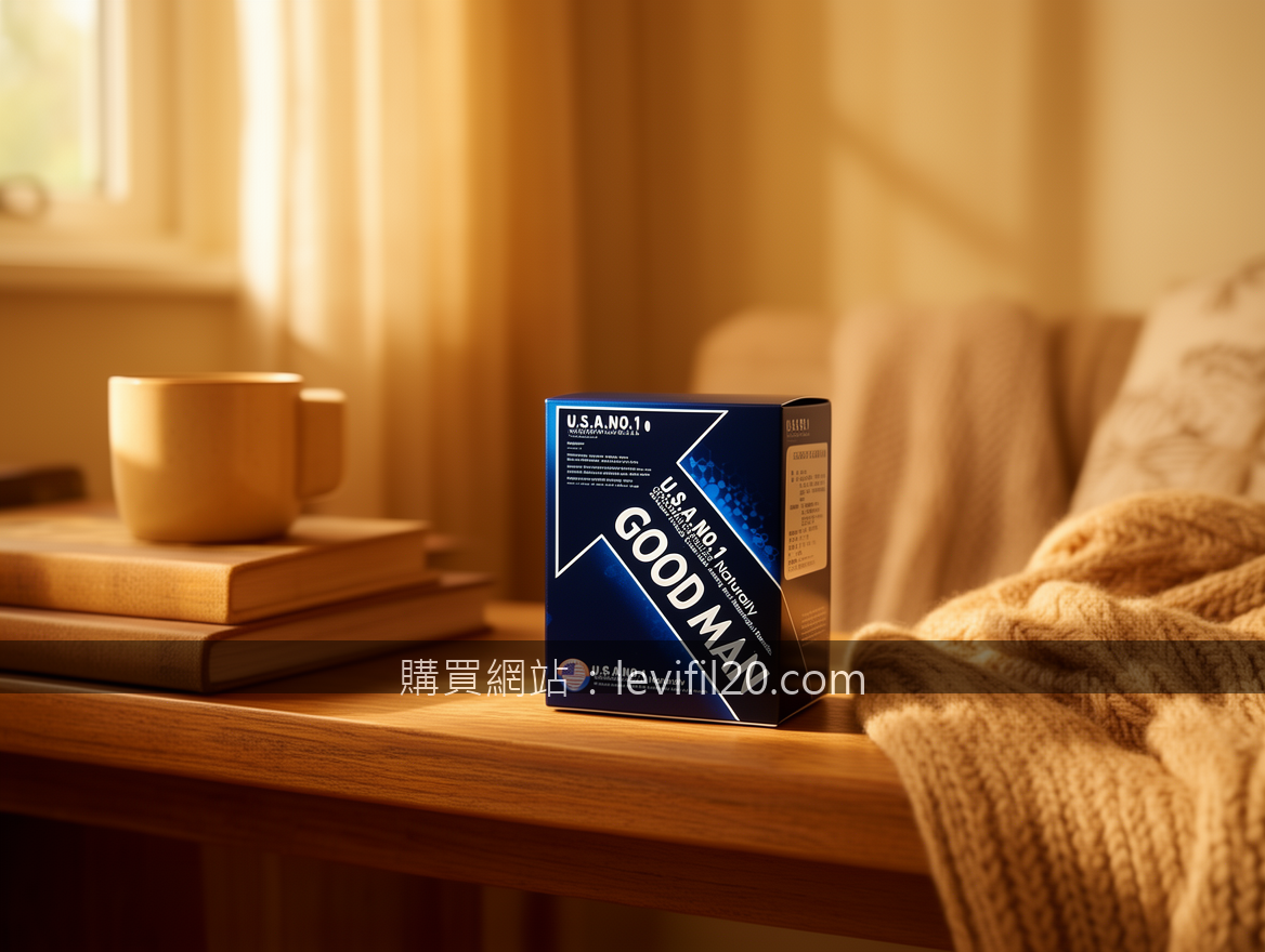 Cozy home lifestyle product photography.
Subject: Place the GOODMAN CAPSULES box