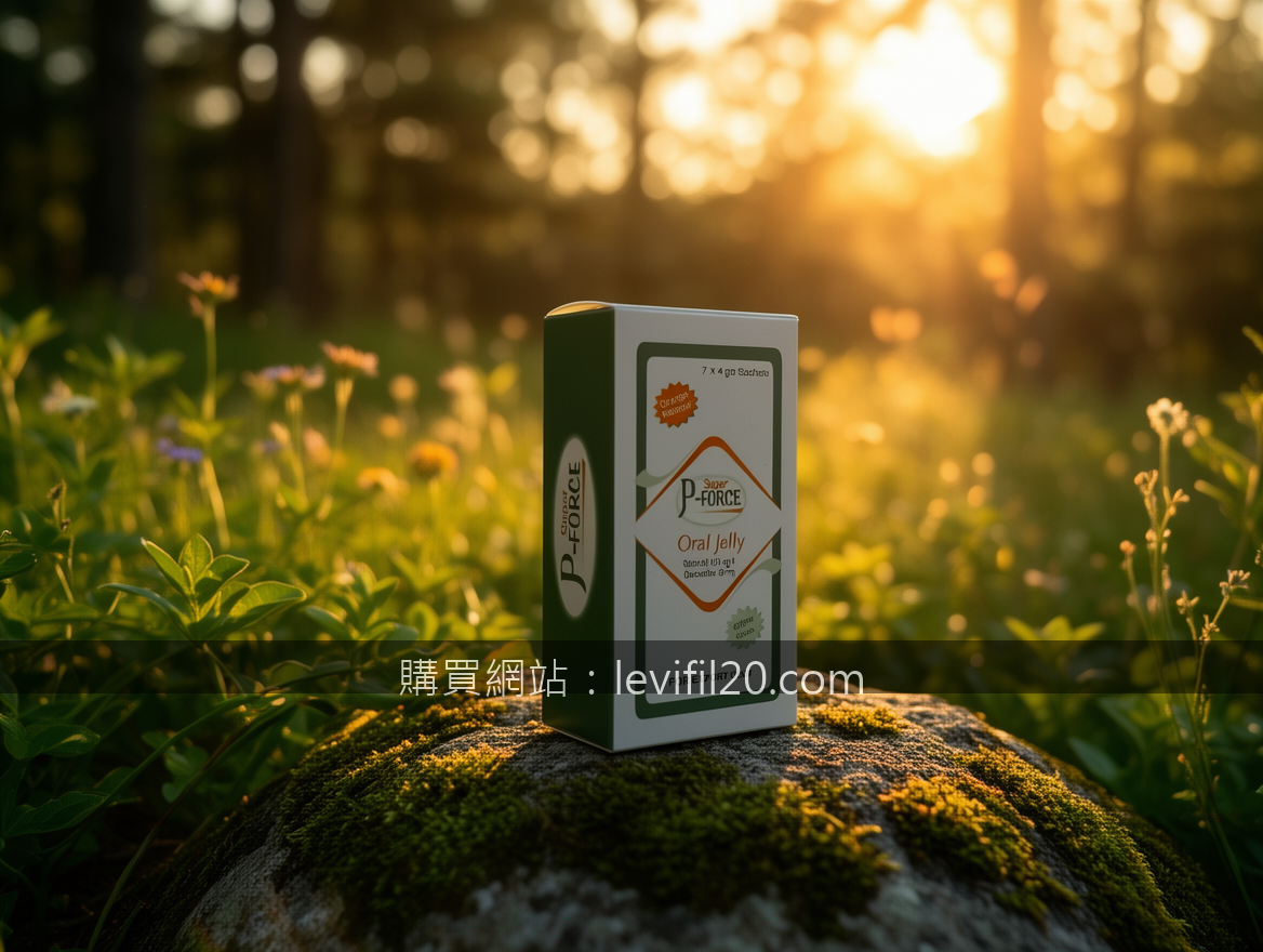 GOLDEN HOUR OUTDOOR with natural bokeh. Place the Super P-FORCE Oral Jelly 7 x 4