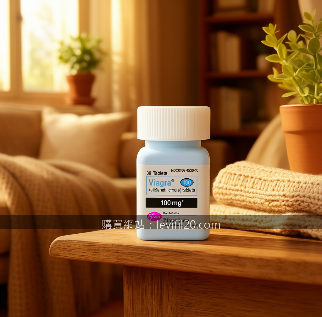 Cozy home lifestyle product photography.
Subject: Place the Pfizer Viagra 100mg 