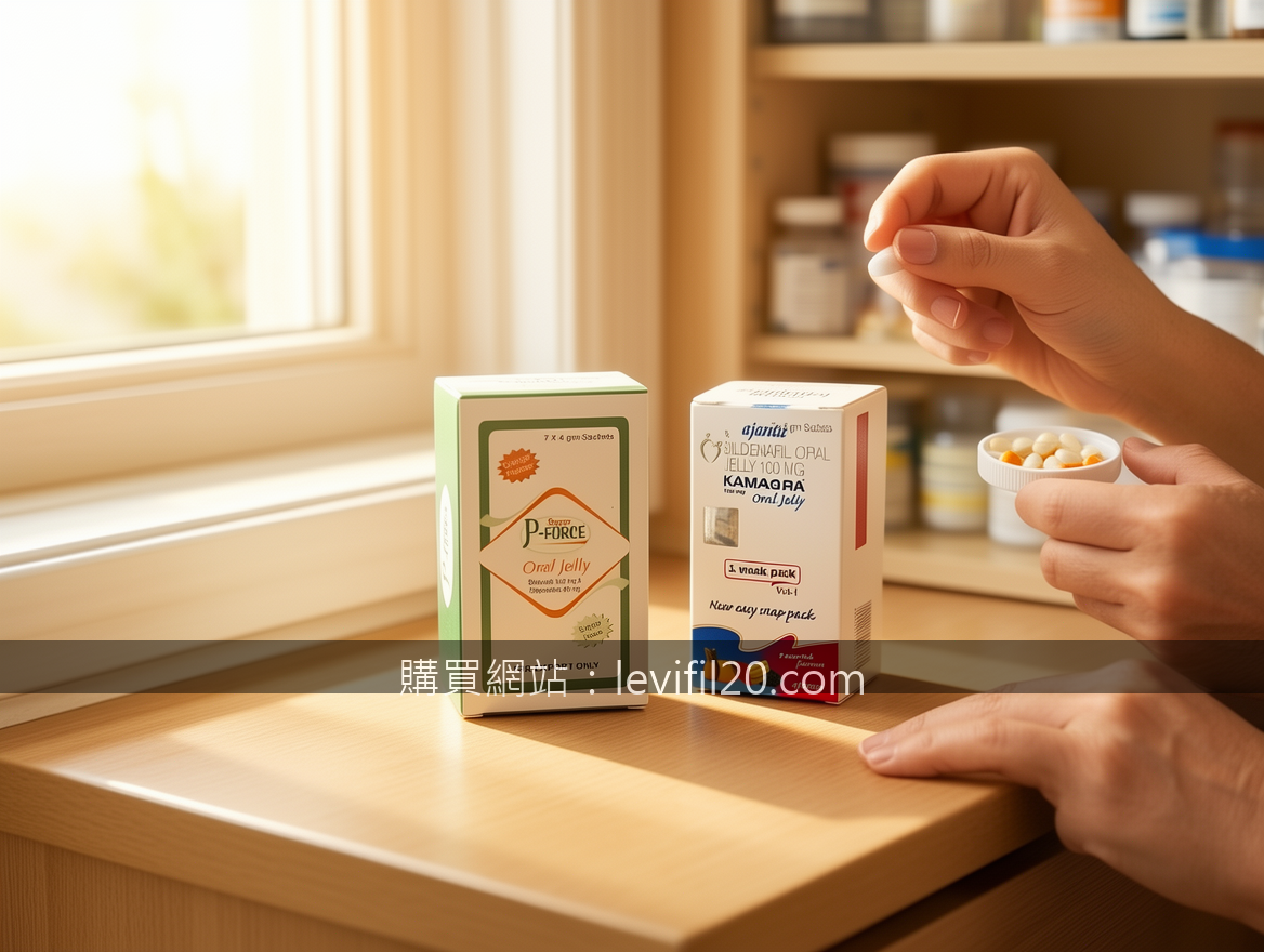 Lifestyle product photography. Place the Super P-Force Oral Jelly and Kamagra Or